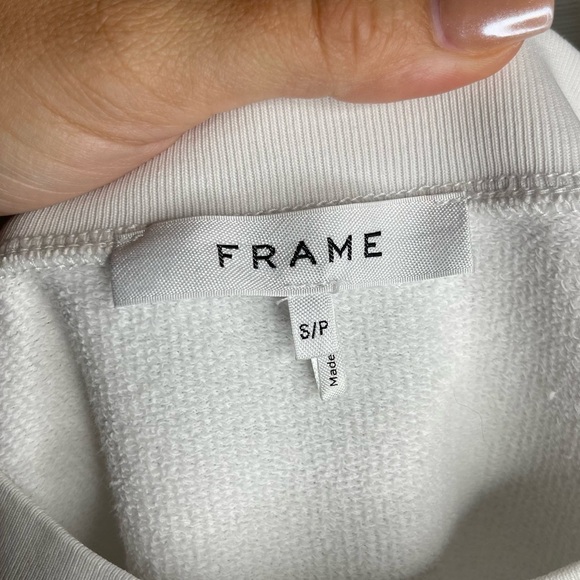 Frame Graphic Crewneck Sweatshirt “Bronzé” White and Blue Size S - Picture 7 of 9